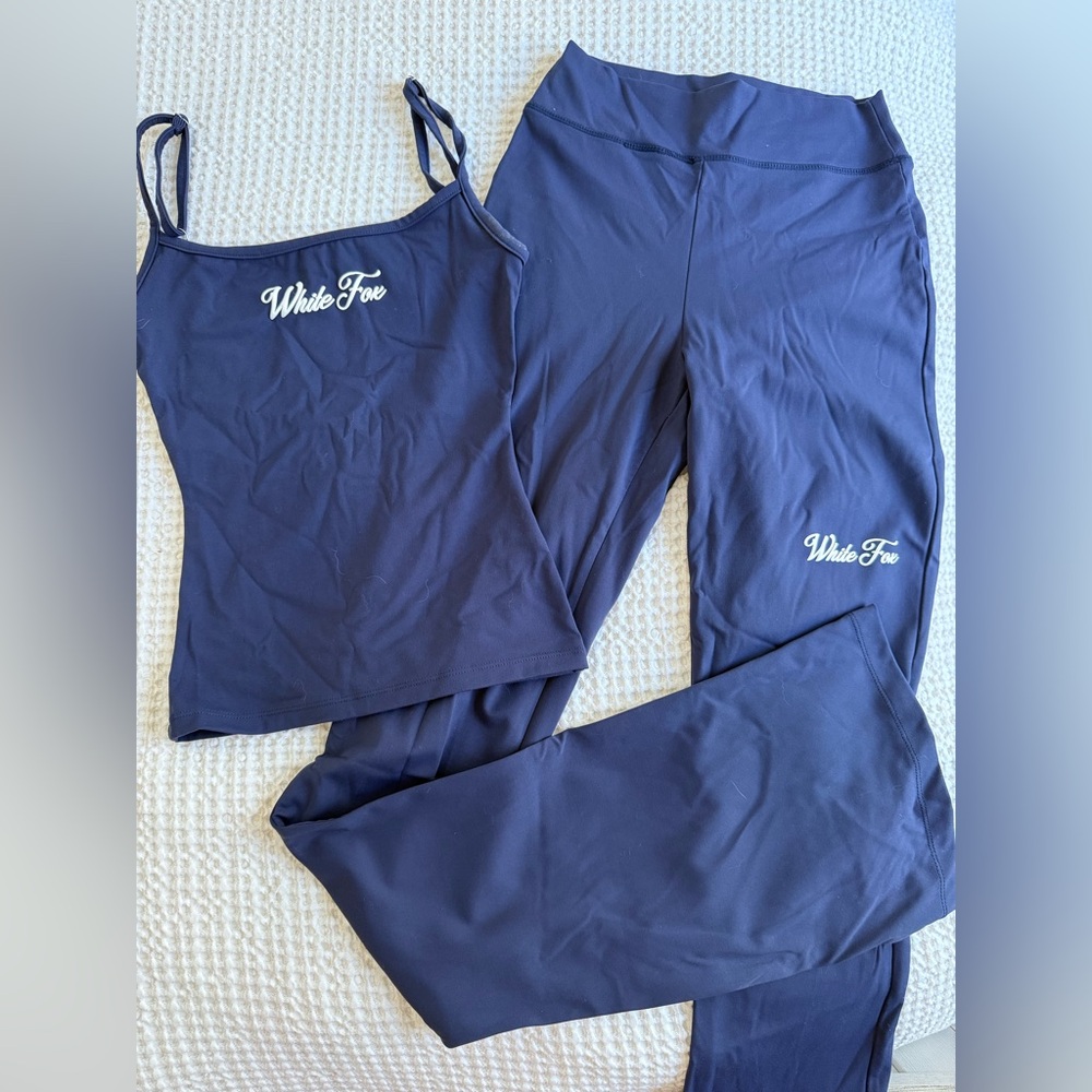 White Fox Boutique Navy Tank Top & Yoga Pant Set
